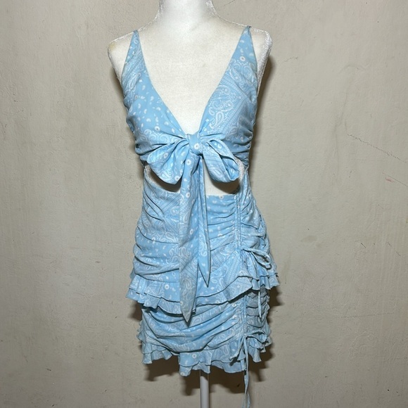 Tiger Mist Blue Paisley Mini Dress Size Small NWOT - Picture 1 of 8
